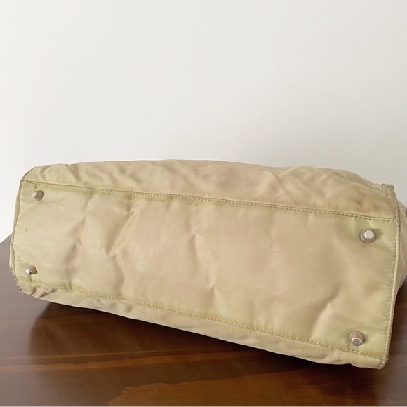 Prada tan Tessuto nylon triangle logo minimal tote bag medium size - Picture 3 of 12